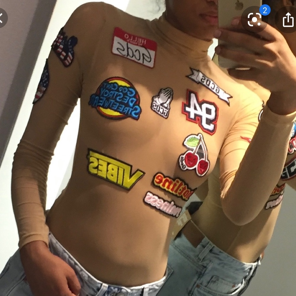 GCDS patches nude BODYSUIT rare XS S